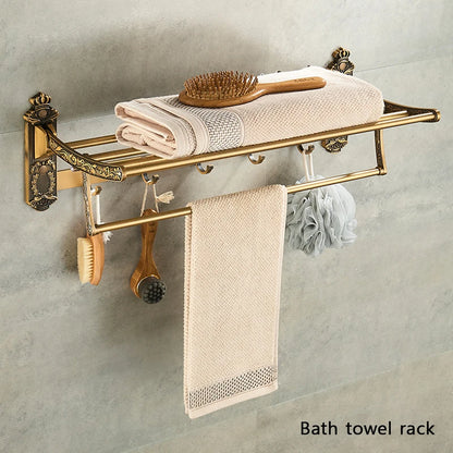 Antique Bathroom Hardware Wall-Mounted Towel Rack Toilet Brush