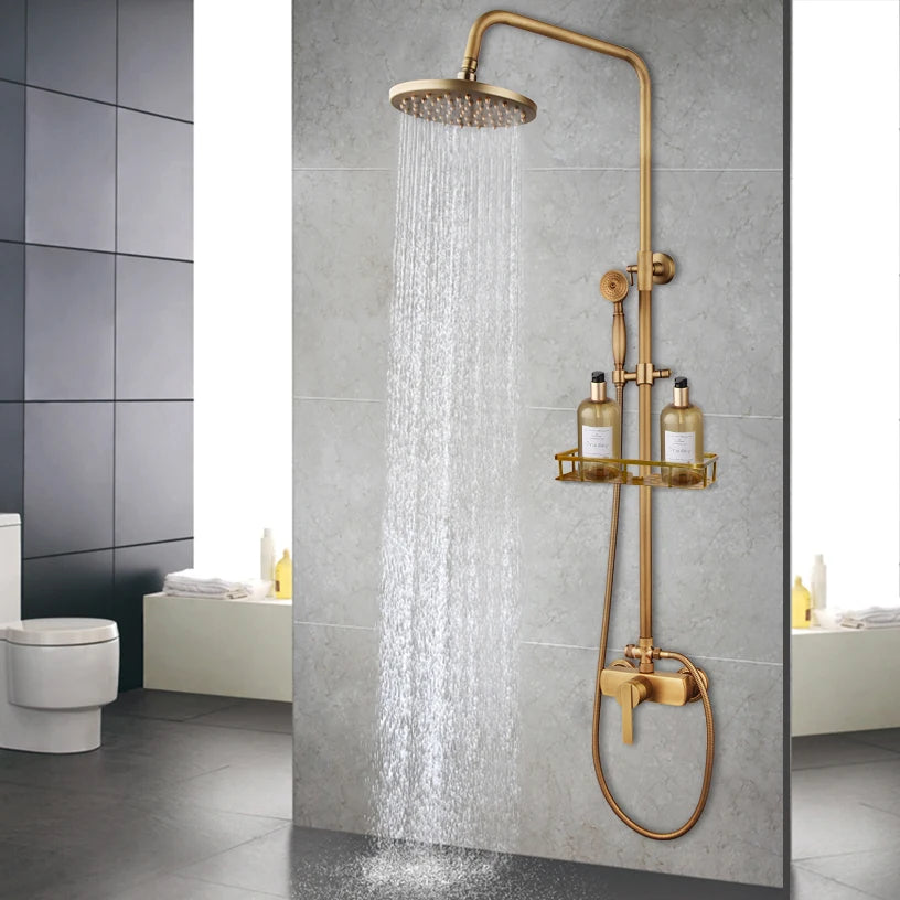 Kemaidi Antique Shower Bathroom Bath Shower Faucet W/Shelf