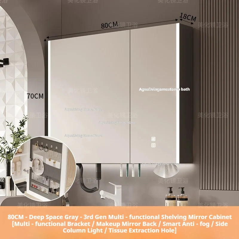 Modern Smart Bathroom Mirror Cabinet Wall-Mounted Vanity Mirror