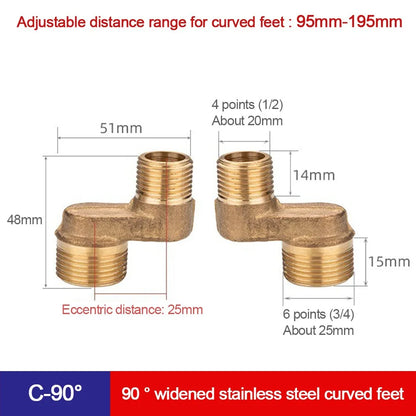 Copper Angled Curved Foot Lengthened Thickened Eccentric Screw
