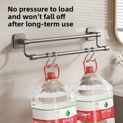 Adhesive Towel Rack 30-80cm Adjustable No Drill Bathroom
