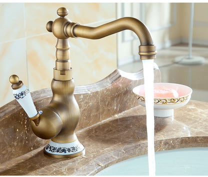Bathroom Sink Faucet Antique Bronze 360 Degree Turn