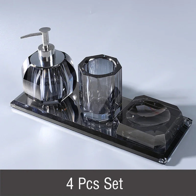 Light Luxury Crystal Glass Bathroom Lotion Bottle Transparent