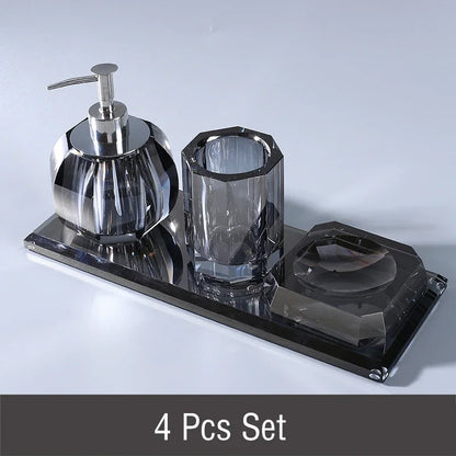 Light Luxury Crystal Glass Bathroom Lotion Bottle Transparent