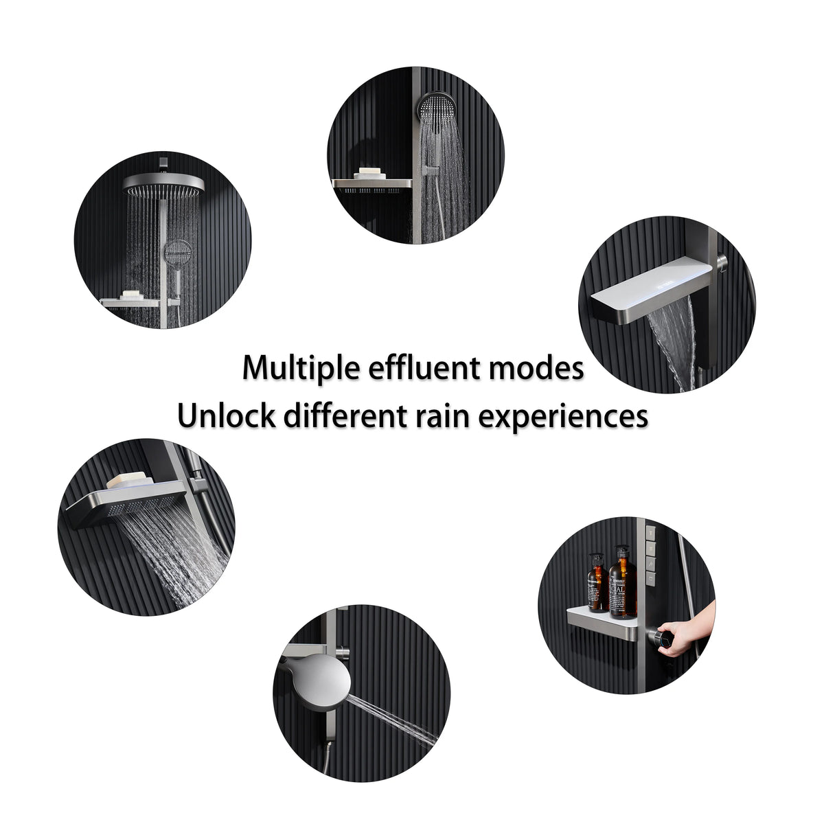 Luxury Bathroom Smart Rainfall Shower System Wall Mounted