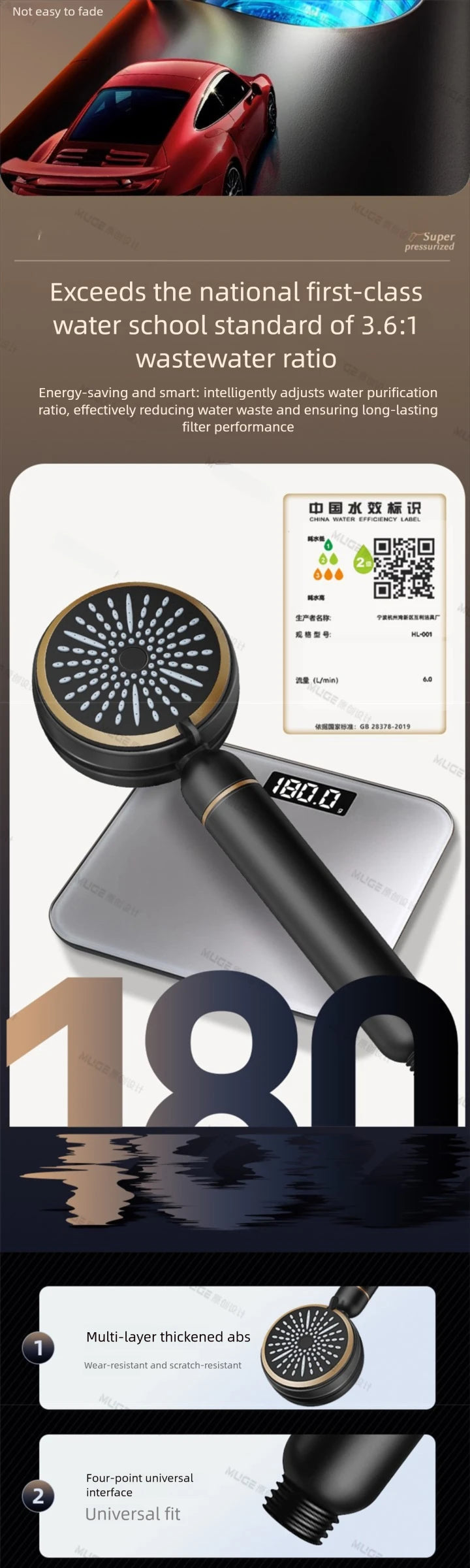 High Pressure Filter Shower Head Chlorine Removal Skin