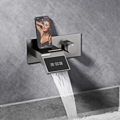 Luxury Gun Gray Brass Wall Mounted Bathroom Faucet