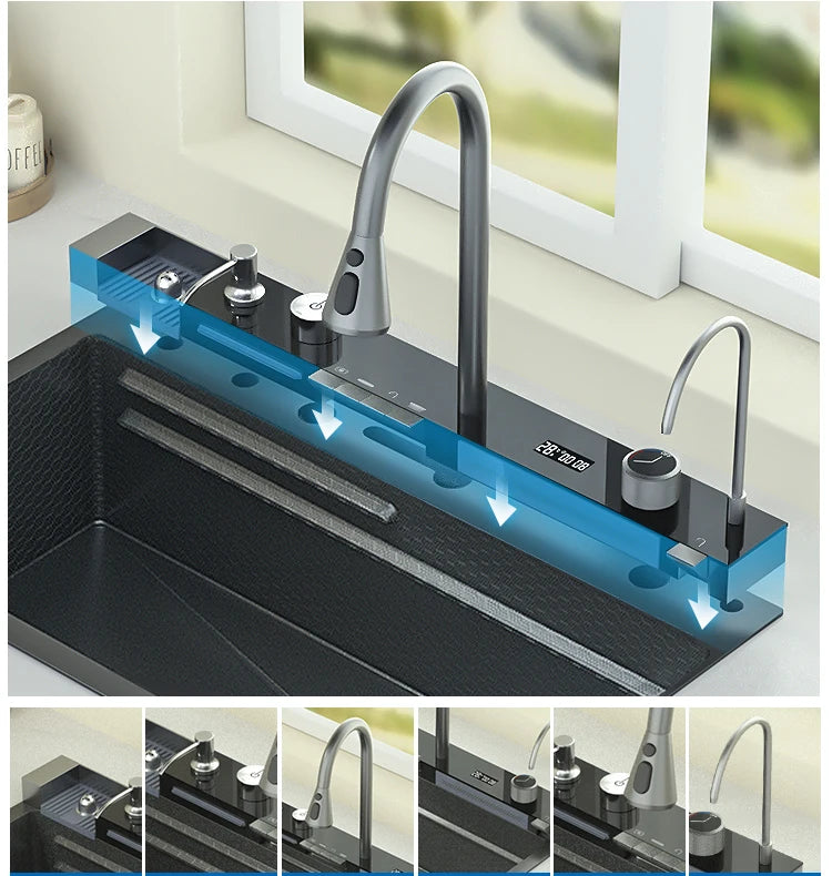 Nano Black Sink Large Slot Integrated Digital Display
