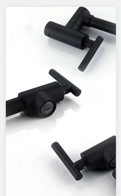 Black Wall Mounted Pot Filler Faucet Swivel Folding