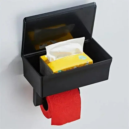 In Adhesive Toilet Paper Holder Box Shelf Storage