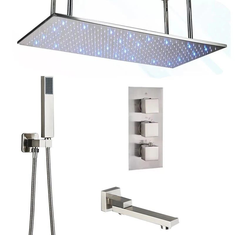 Luxury Bathroom Shower Faucet Led Rainfall/Waterfall Shower Head