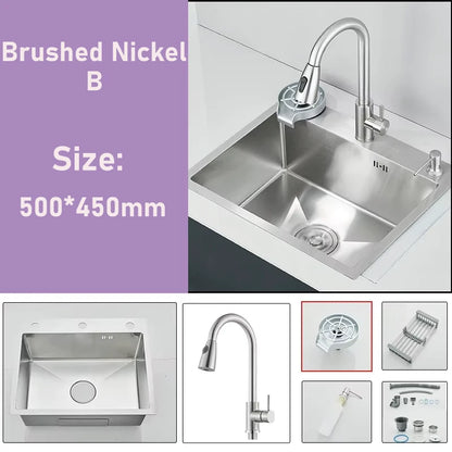 304 Stainless Steel Black/Brushed Nickel Sink Waterfall Faucet