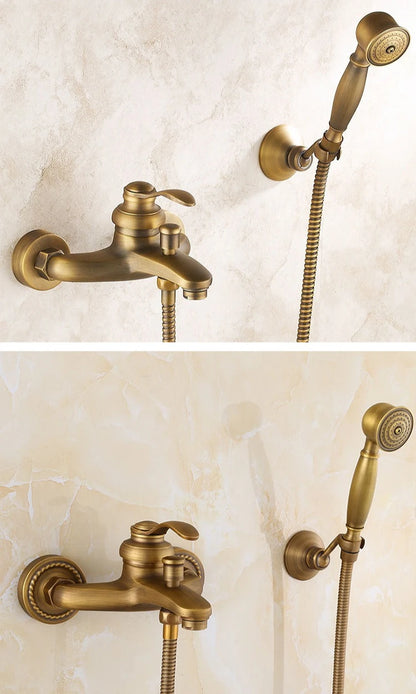 Brass Vintage Gold/Black Simple Shower Spray Handheld Shower