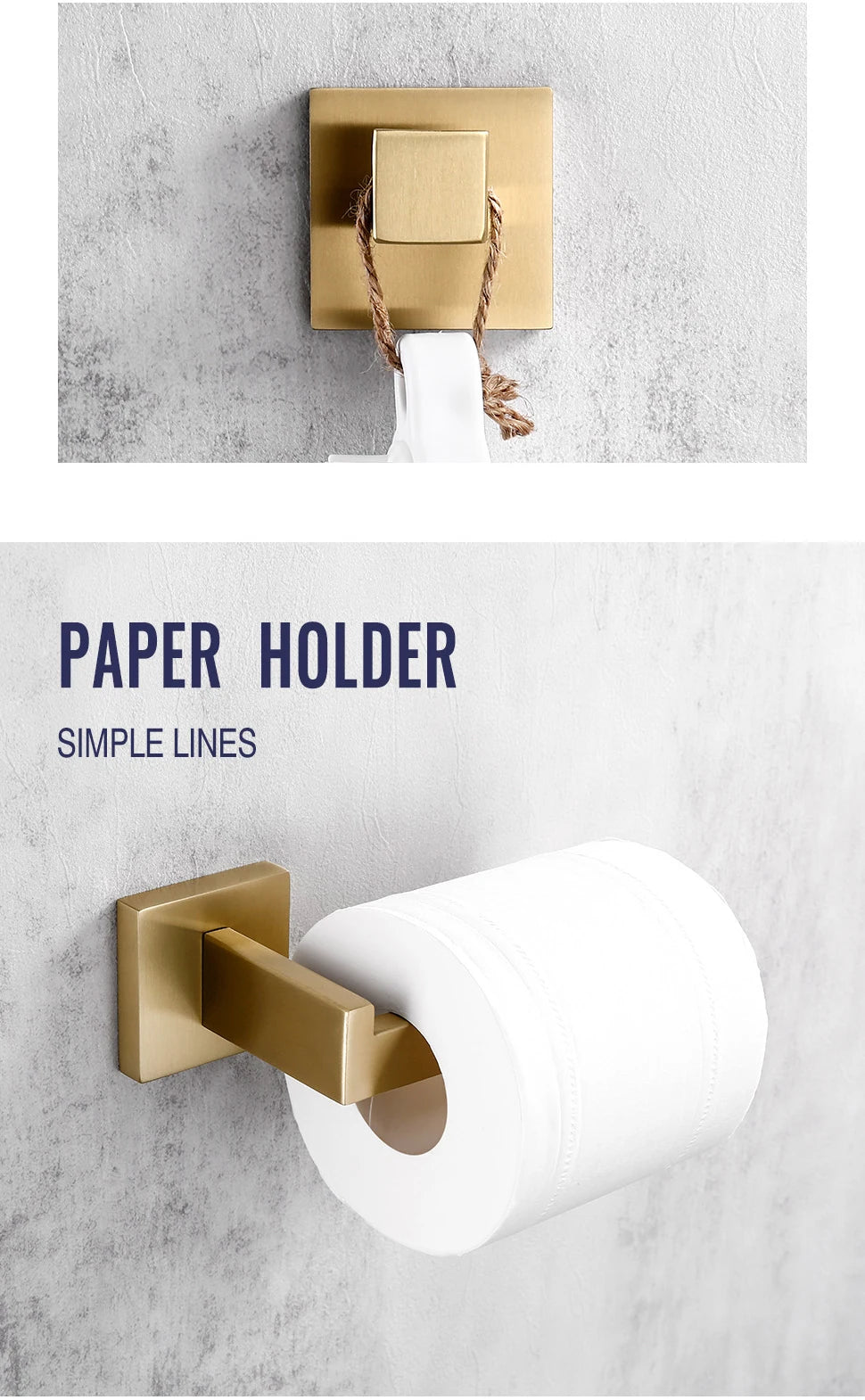 Brushed Gold Bathroom Toilet Brush Holder Toilet Paper