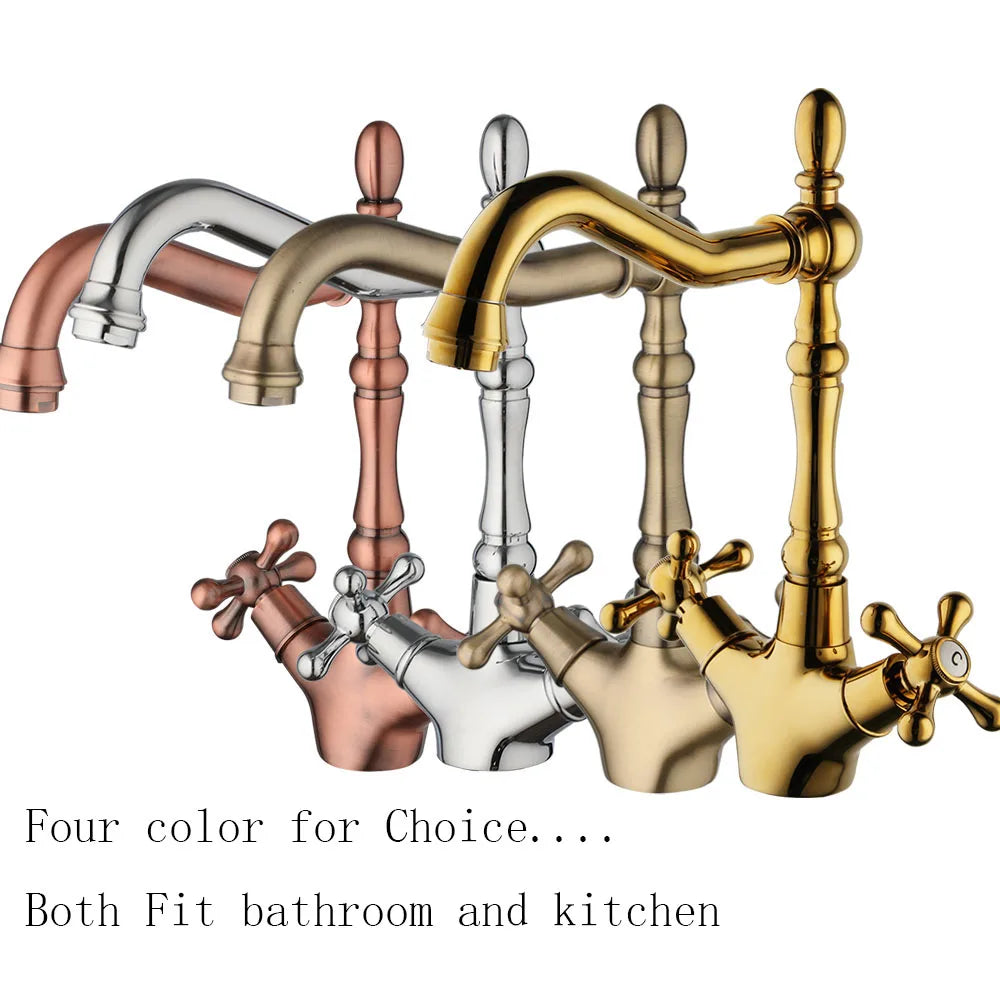 Kemaidi Gold Bathroom Sink Faucet Brass Hole Deck