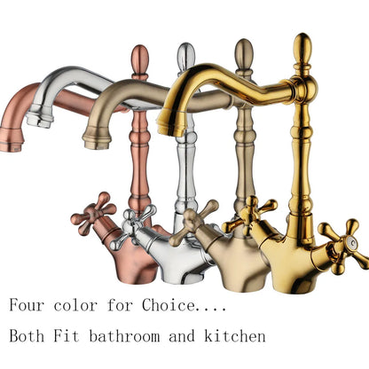 Kemaidi Gold Bathroom Sink Faucet Brass Hole Deck