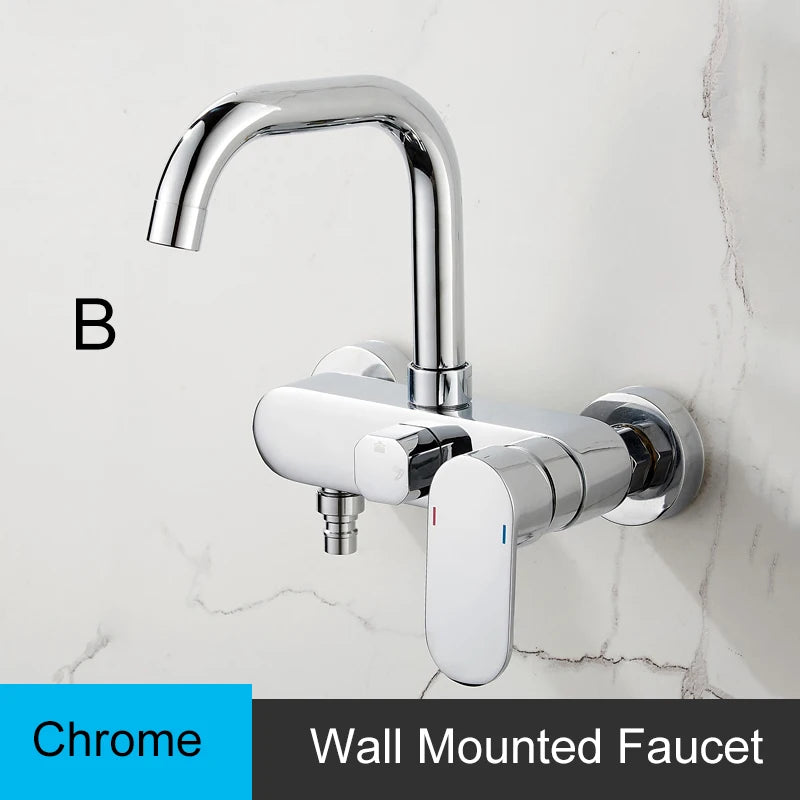 Brass Sink Taps Wall Mounted Basin Mixers Cold
