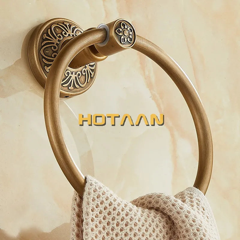 Solid Aluminium Wall-Mounted Round Antique Brass Color Towel