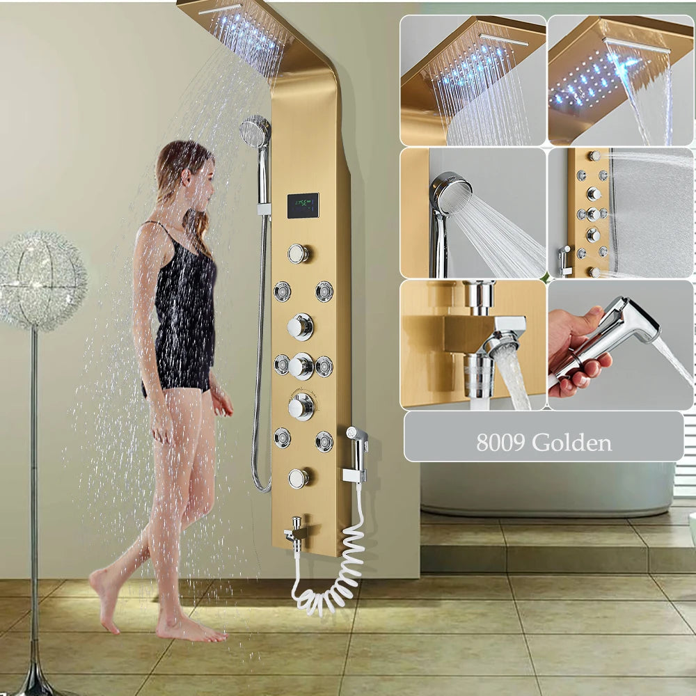 Led Shower Panel Six Functions Waterfall Shower Panel