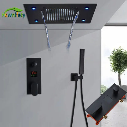 Black Ceiling Canopy Bathroom Shower Faucet Cold Mixer
