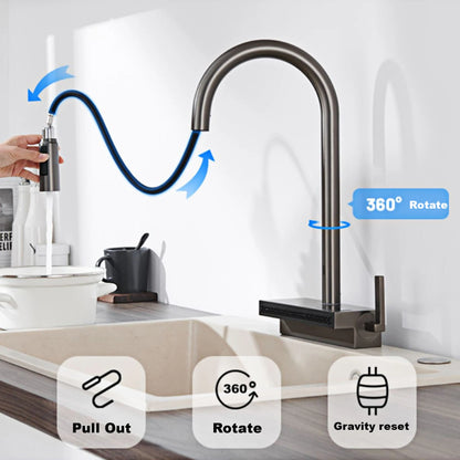 Luxury Gunmetal Brass Led Digital Display Faucet Hole