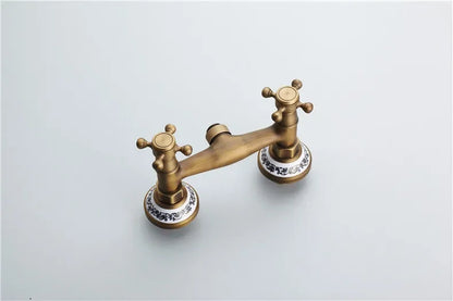 Retro Shower Faucets Antique Brass Ceramics Bathtub Faucets