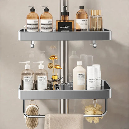 1/2pcs Punch-Free Shower Caddy Towel Rod Bathroom Shelf