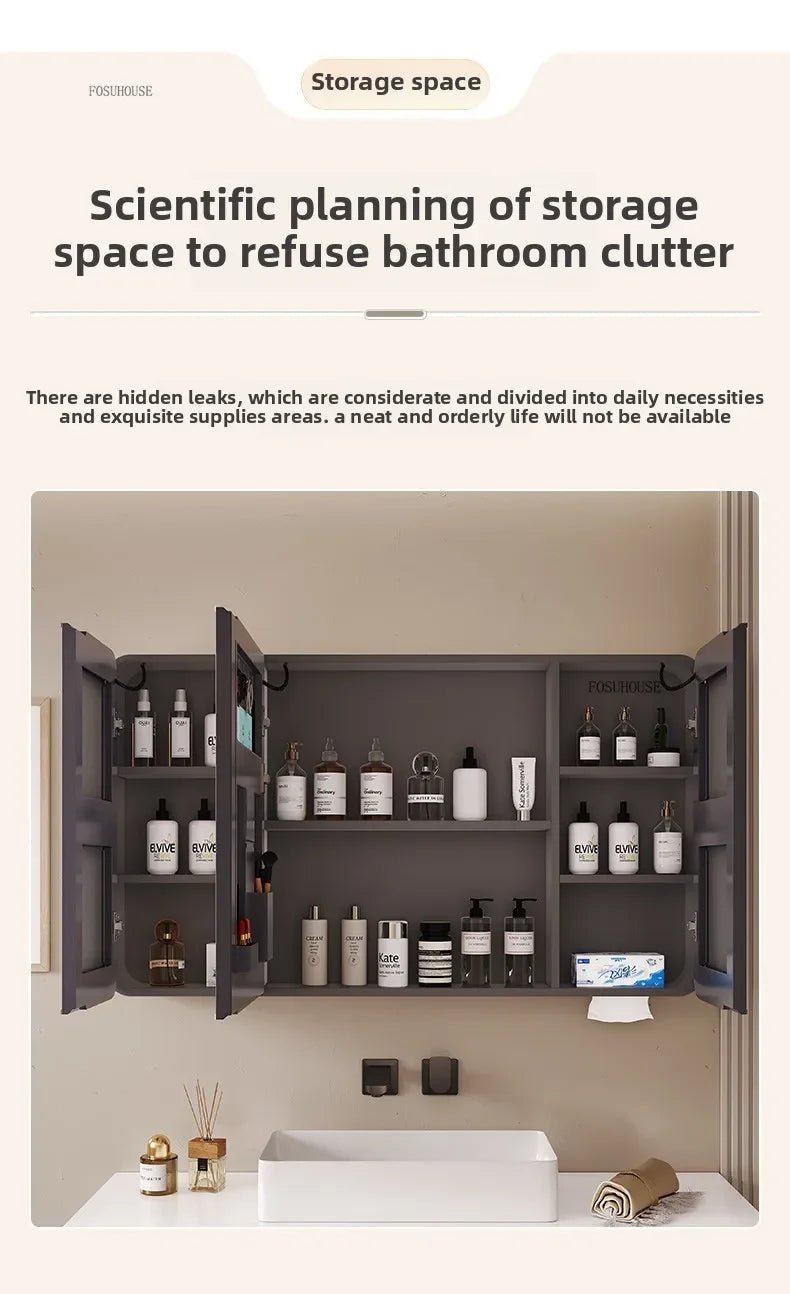 Arc-Shaped Smart Bathroom Mirror Cabinet Wall-Mounted Bathroom