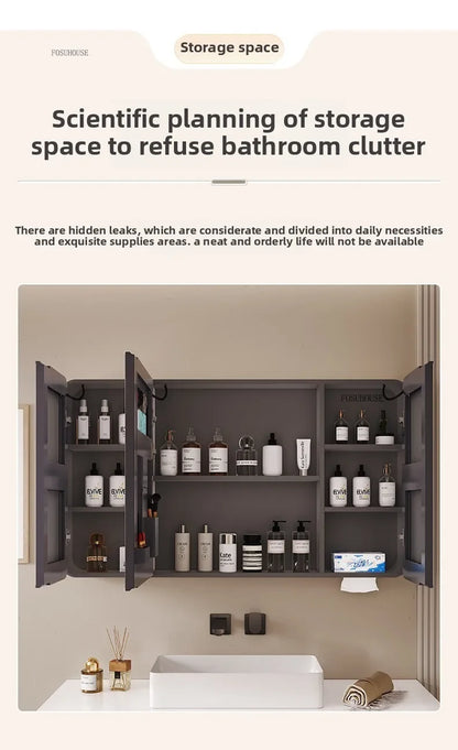 Arc-Shaped Smart Bathroom Mirror Cabinet Wall-Mounted Bathroom