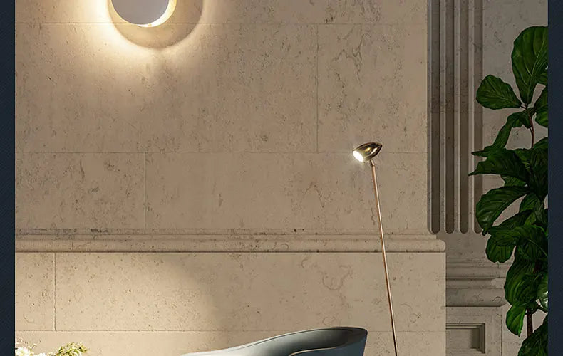 Modern Texture Designer Round Wall Lamp Rotatable Black