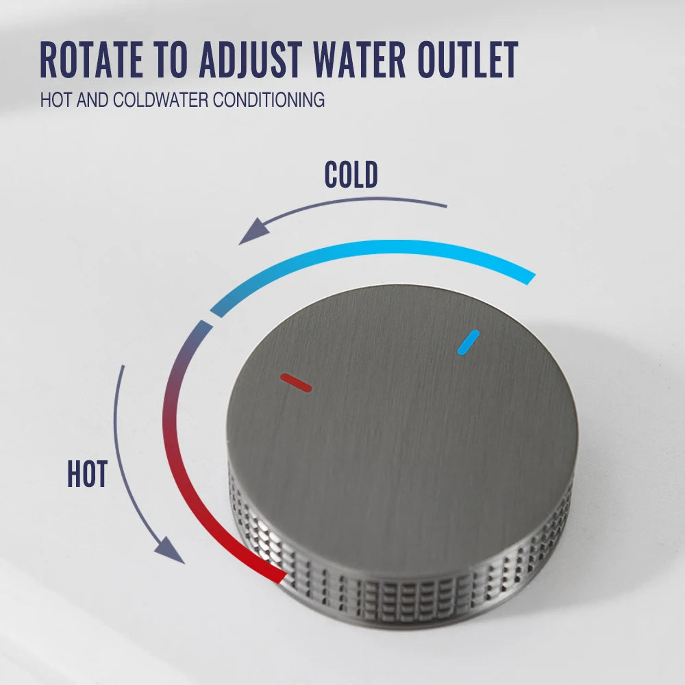 Gunmetal Basin Faucet Knurled Switch 360 Rotating Spout