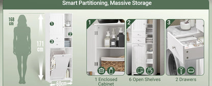 Sobuy Bzr104 High Wardrobe Fold-Out Bathroom Wardrobe Narrow