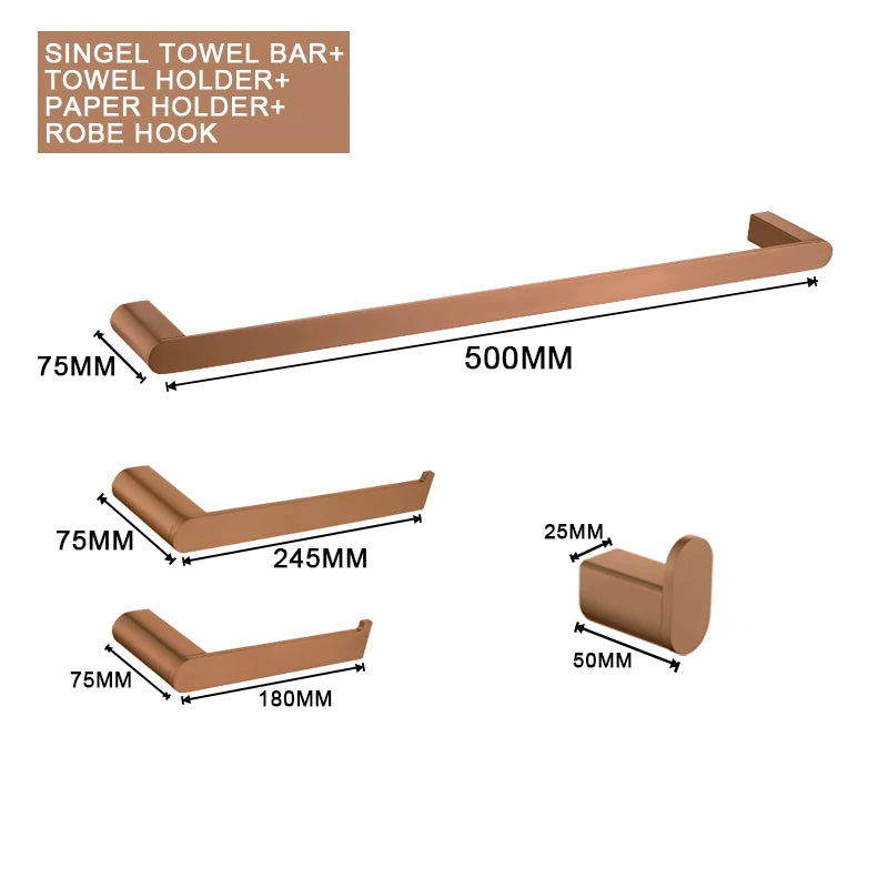 Brushed Rose Gold Toilet Paper Holder Towel Bar