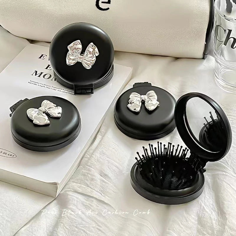 Travel Cute Folding Massage Comb Makeup Mirror Plastic