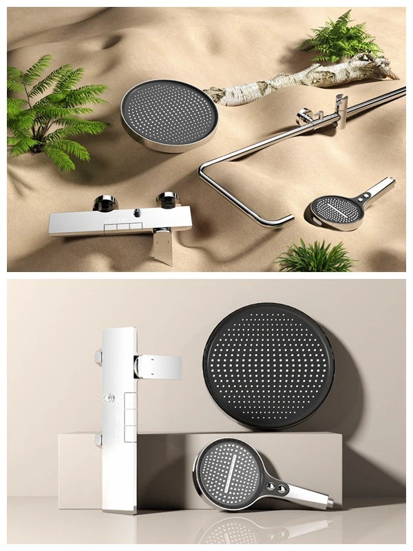 Rose Gold Piano Bathroom Shower System Solid Brass