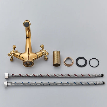Deck Install Antique Brass Basin Faucet Bathroom Basin