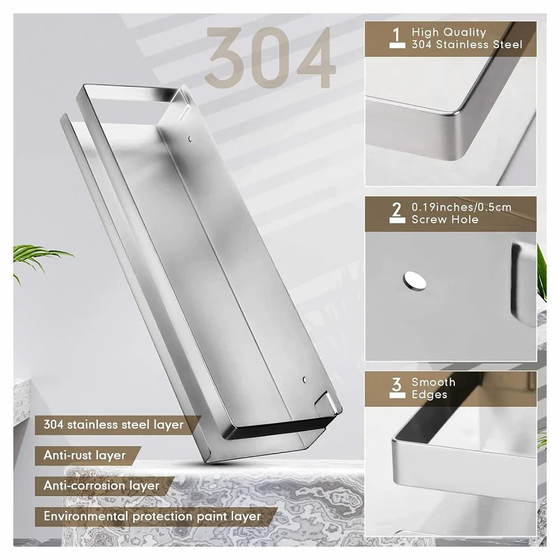 Stainless Steel Floating Shelf Rustproof Wall Mounted Nail-Free