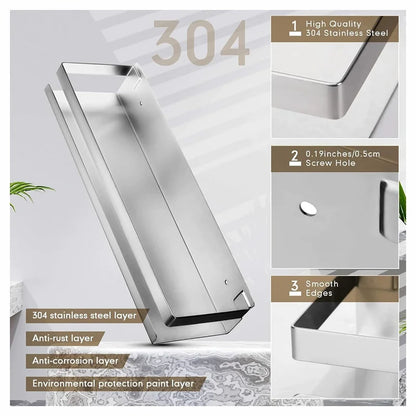 Stainless Steel Floating Shelf Rustproof Wall Mounted Nail-Free