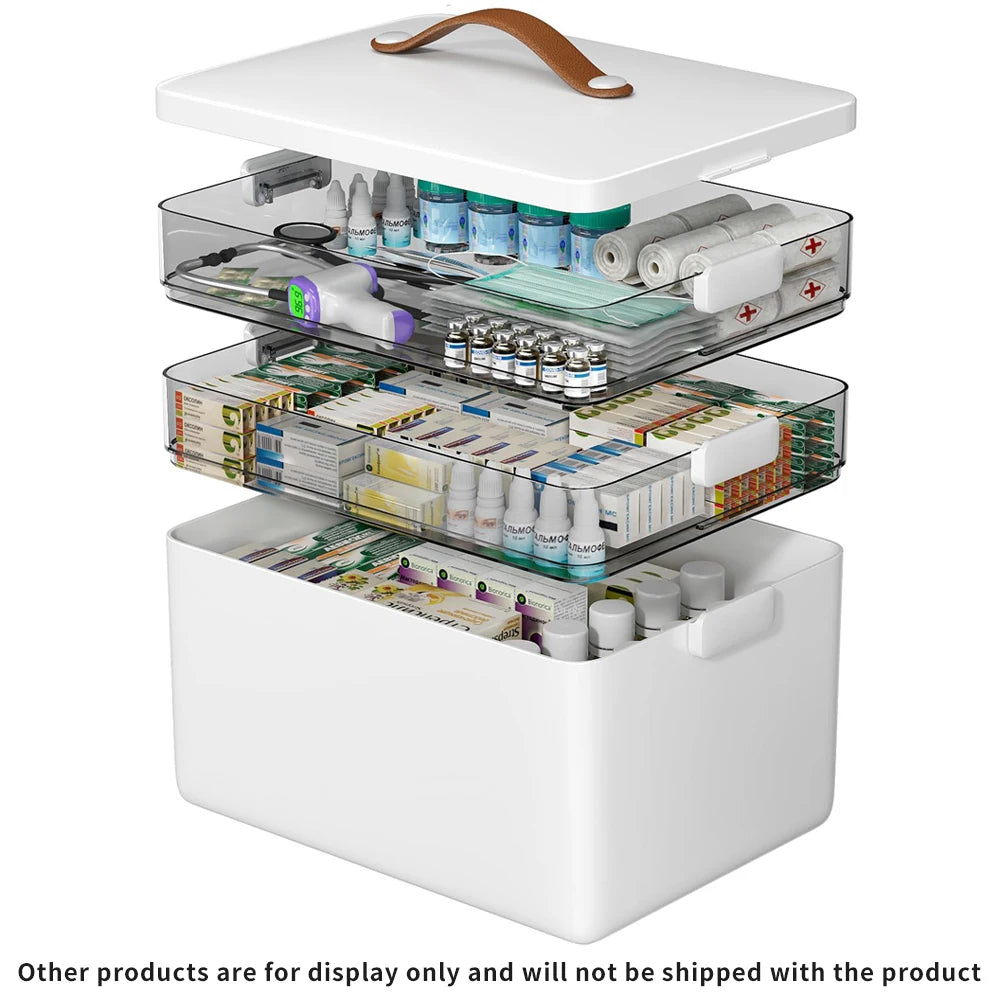 Tier Medicine Organizer - Medicine Cabinet Leather Handle