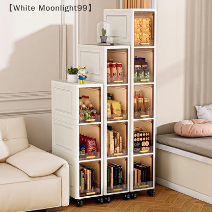 White Foldable Storage Cabinet Bathroom Organizer Slim Cabinet