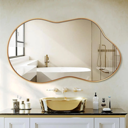 Wall Mirror Decorative Bathroom Mirror Irregular Metal Frame