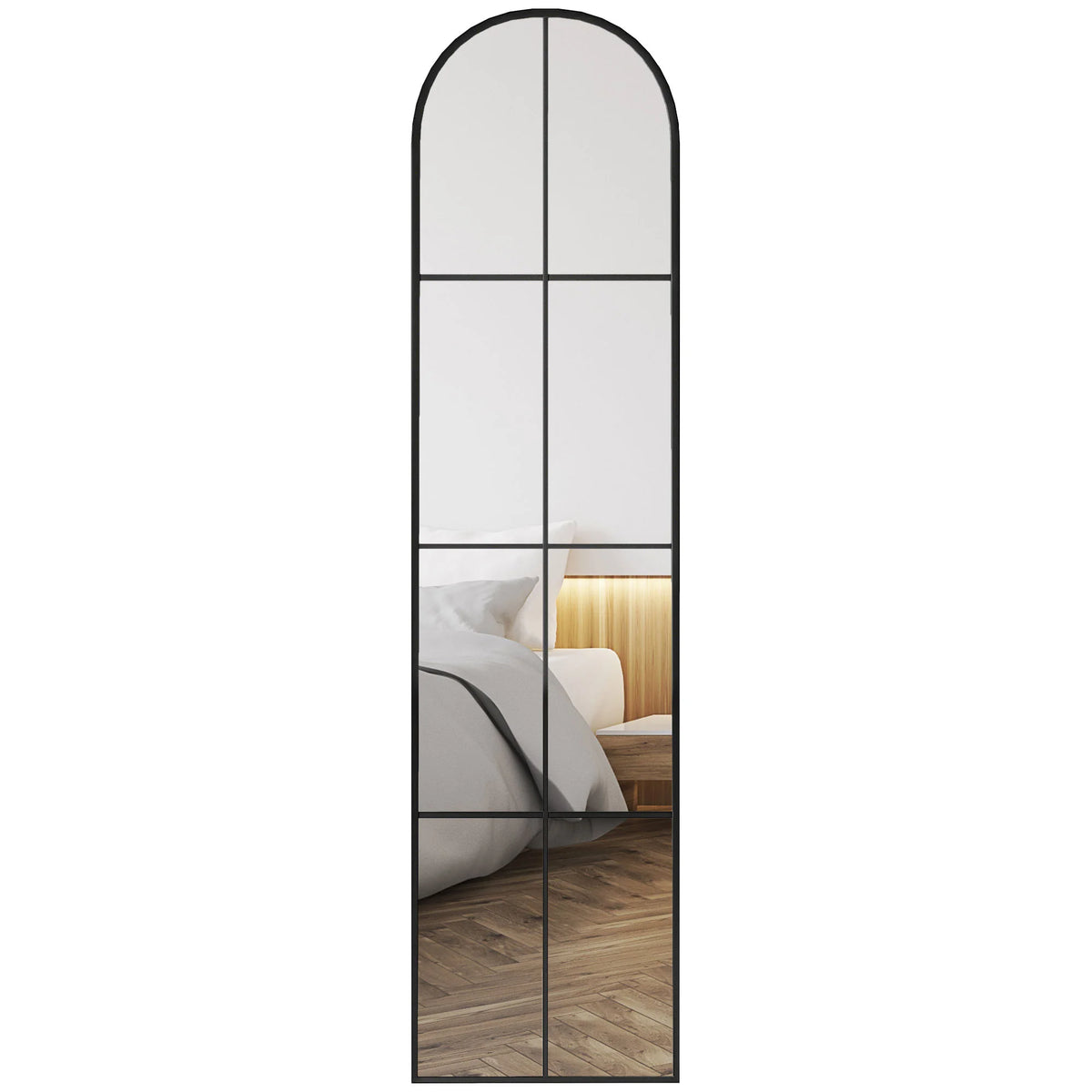 Homcom Full-Length Wall Mirror Arched Design Metal Frame