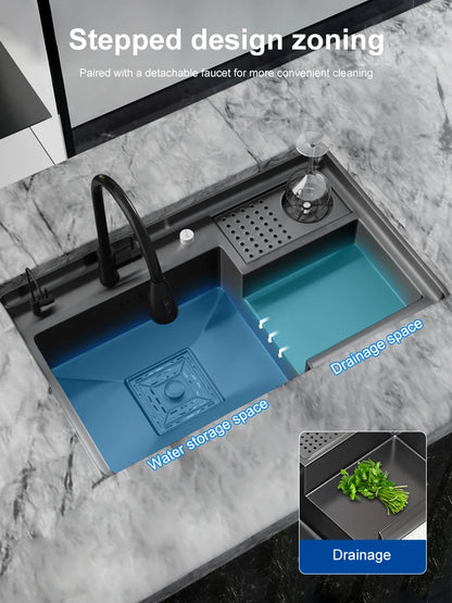 Stepped Stainless Steel Sink Cup Washer Large Slot