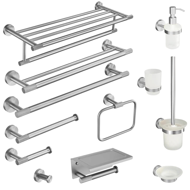 Brushed Nickel Bathroom Wall Mount Bath Shelf Robe
