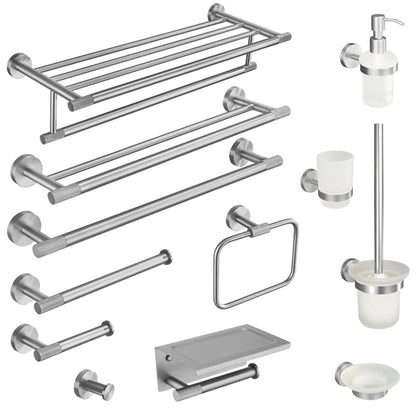 Brushed Nickel Bathroom Wall Mount Bath Shelf Robe
