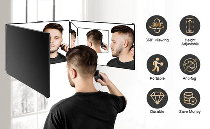 Travel 360 Trifold Vanity Makeup Mirror Height Adjustable