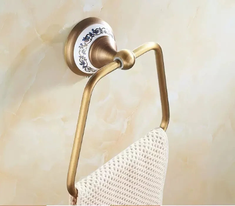 Zgrk Antique Bathroom Carved Brass Hardware Wall Mounted