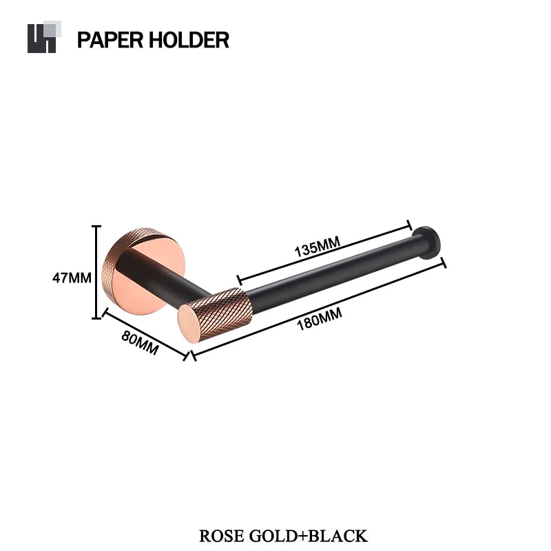 Rose Gold &Black Wall Mount Shelf Toilet Bath