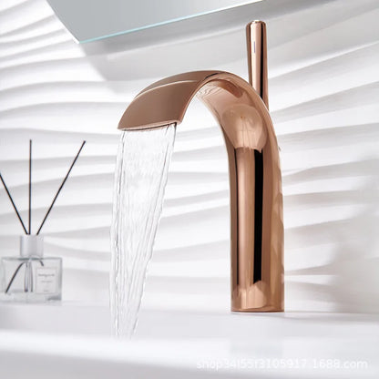 Rose Gold Basin Faucet Bathroom Lever Cold Sink