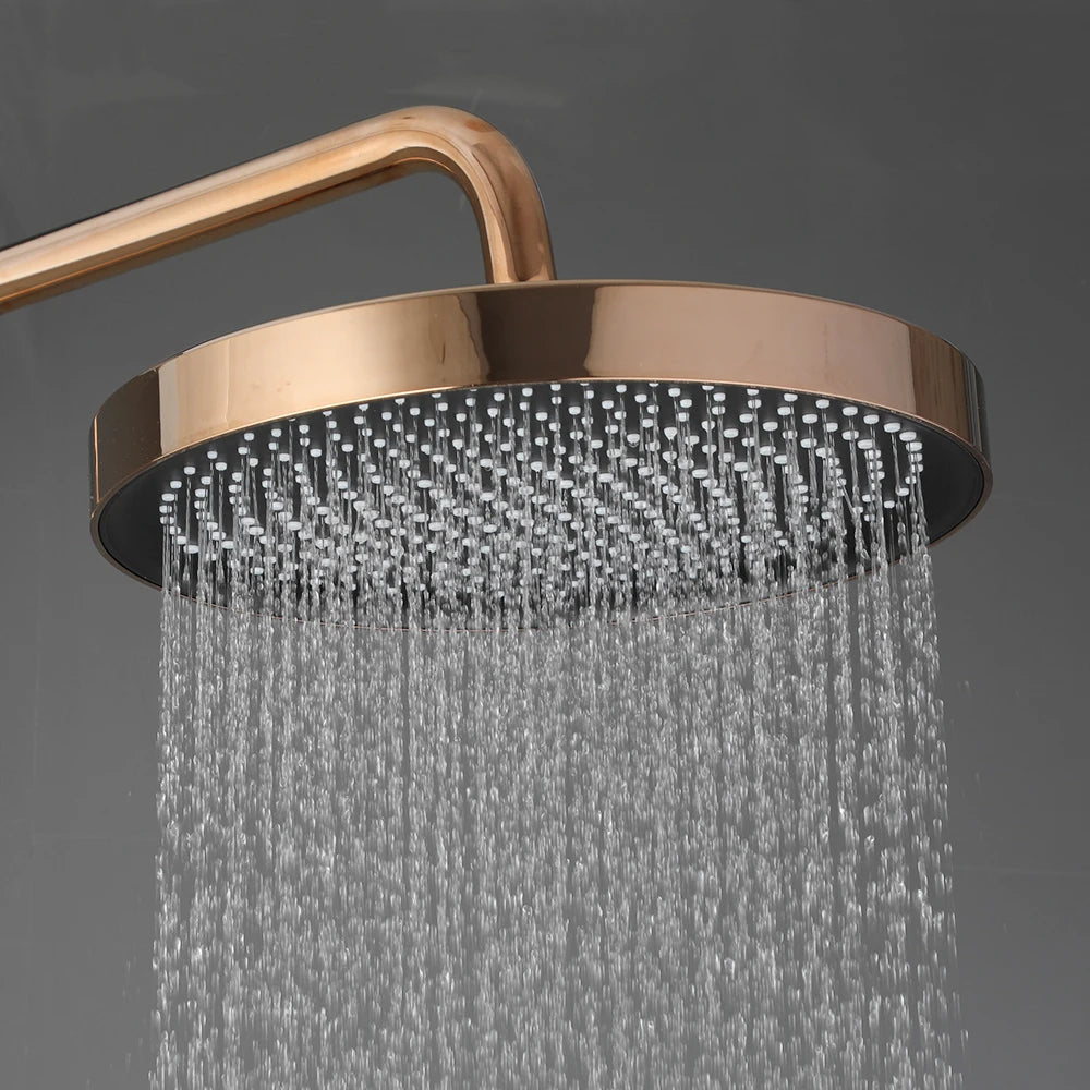 Kemaidi Rose Gold Bathroom Shower Rainfall Cold Control